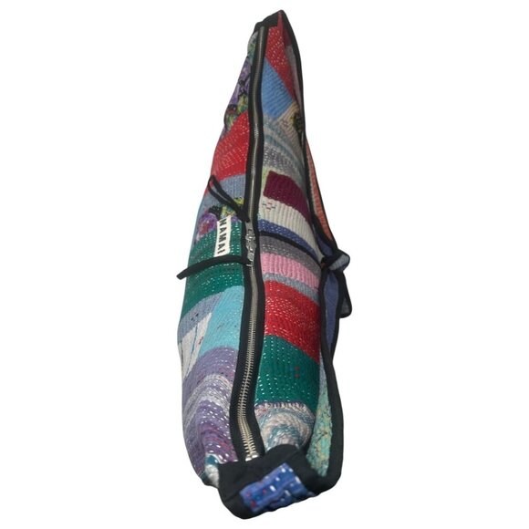 Namai Kantha Patchwork Quilted Crescent Crossbody Bag Zero Waste One of A Kind - Picture 3 of 11